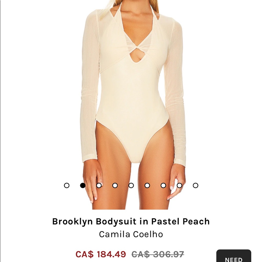 Revolve- Camila Coelho Brooklyn Bodysuit in Pastel Peach